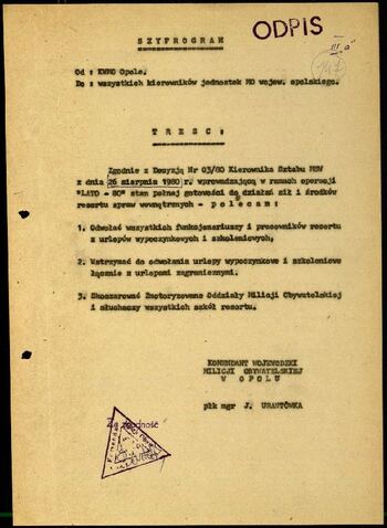 Lato `80 - meldunki od 18.08.1980 do 09.09.1980