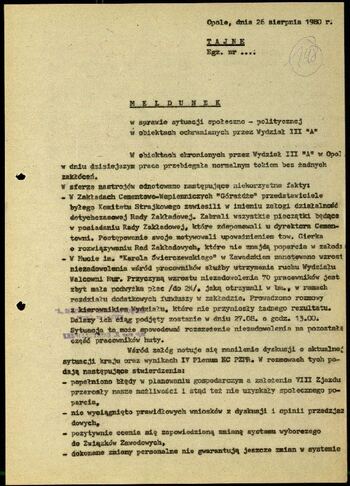 Lato `80 - meldunki od 18.08.1980 do 09.09.1980