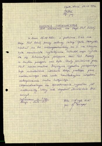 Lato `80 - meldunki od 18.08.1980 do 09.09.1980
