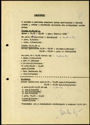 Lato `80 - meldunki od 18.08.1980 do 09.09.1980