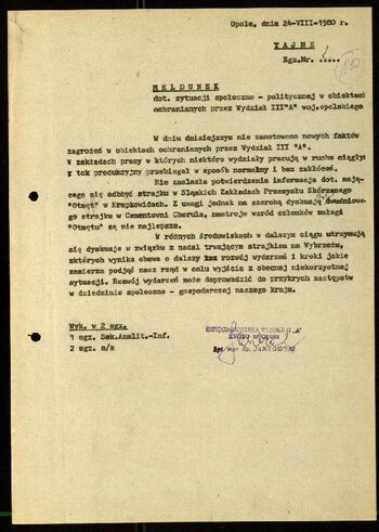 Lato `80 - meldunki od 18.08.1980 do 09.09.1980