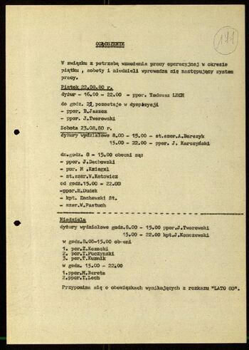 Lato `80 - meldunki od 18.08.1980 do 09.09.1980