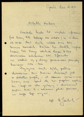 Lato `80 - meldunki od 18.08.1980 do 09.09.1980