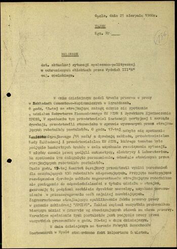 Lato `80 - meldunki od 18.08.1980 do 09.09.1980