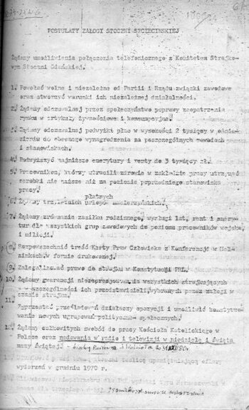 Postulaty załogi Stoczni Szczecińskiej