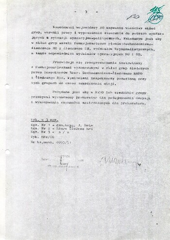 1981 sierpień 11, Warszawa – Notatka służbowa w sprawie zasad postępowania MO w przypadku przestępstw popełnionych w związku z przewidywanym w dniach 17-22 sierpnia 1981 r. „marszem gwiaździstym”. #2