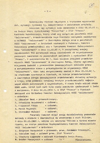 1980 grudzień 15, Radom – Ocena sytuacji operacyjno-politycznej oraz plan pracy w sprawie obiektowej krypt. „Sezam II” na MKZ NSZZ „Solidarność” w Pionkach. #2