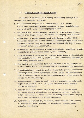 1980 grudzień 15, Radom – Ocena sytuacji operacyjno-politycznej oraz plan pracy w sprawie obiektowej krypt. „Sezam II” na MKZ NSZZ „Solidarność” w Pionkach. #4