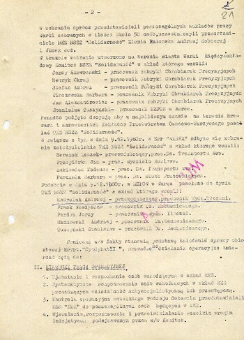 1980 grudzień 19, Radom – Plan czynności operacyjnych w sprawie obiektowej krypt. „Syndykat II” na TKZ NSZZ „Solidarność” w Warce. #2