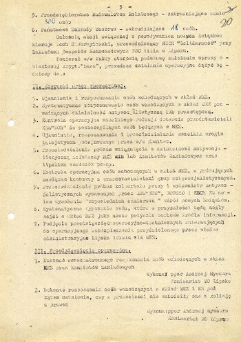 1980 grudzień 17, Radom – Plan czynności operacyjnych w sprawie obiektowej krypt. „Baza” założonej na MKZ NSZZ „Solidarność” w Lipsku. #2