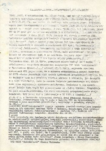 [1981 marzec], Radom - Ulotka MKZ NSZZ „Solidarność” Ziemia Radomska.