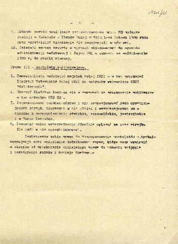 1981 marzec 12, Radom – Wykaz postulatów uchwalonych przez Plenarne Zebranie NSZZ „Solidarność” Ziemia Radomska (kopia). #2
