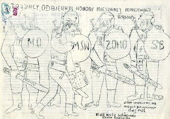[1981 (?)], Radom – Ulotka/plakat MKR NSZZ „Solidarność” Ziemia Radomska dot. służb mundurowych.
