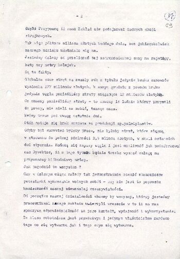 [1981 styczeń 30], Pionki – Komunikat Komisji Zakładowej NSZZ „Solidarność” ZTiF „Pronit” w Pionkach dot. wolnych sobót. #4