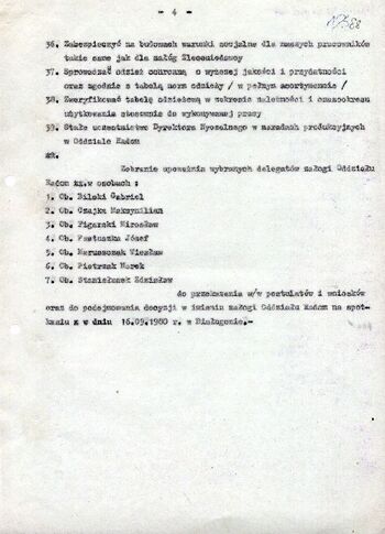 1980 wrzesień 15, Radom – Postulaty i wnioski z zebrania załogi Oddziału nr 3 PRZiGM Oddział Radom. #2