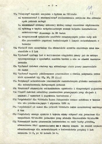 1980 wrzesień 15, Radom – Postulaty i wnioski z zebrania załogi Oddziału nr 3 PRZiGM Oddział Radom. #4