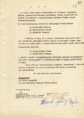 1981 marzec 12, Kozienice – Protokół z zebrania delegatów Komisji Zakładowych NSZZ „Solidarność” rejonu działania MKZ Kozienice. #2