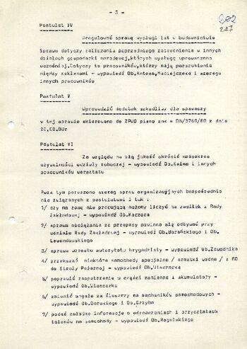 1980 wrzesień 9, Radom – Postulaty Związku Zawodowego Metalowców w Polsce Rady Zakładowej przy „Peremo” w Radomiu (odpis). #2