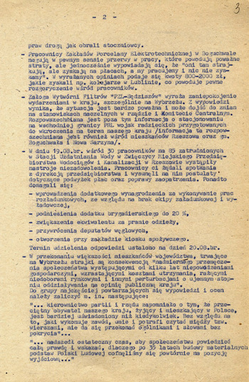 KWMO w Rzeszowie. Informacje z roku 1980. Informacja nr 30/80