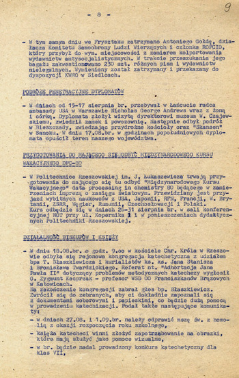 KWMO w Rzeszowie. Informacje z roku 1980. Informacja nr 30/80