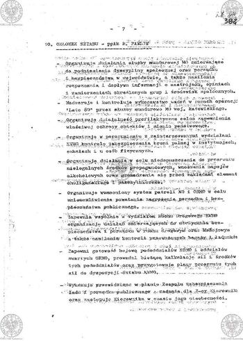 Plan Działania "Zespołu d/s zabezpieczenia ładu i porządku publicznego powołanego zarządzeniem Komendanta Wojewódzkiego MO w Katowicach Nr 035/80 z dnia 17.08.1980 r. w sprawie operacji 'LATO-80'" #14