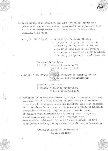 Plan Działania "Zespołu d/s zabezpieczenia ładu i porządku publicznego powołanego zarządzeniem Komendanta Wojewódzkiego MO w Katowicach Nr 035/80 z dnia 17.08.1980 r. w sprawie operacji 'LATO-80'" #27