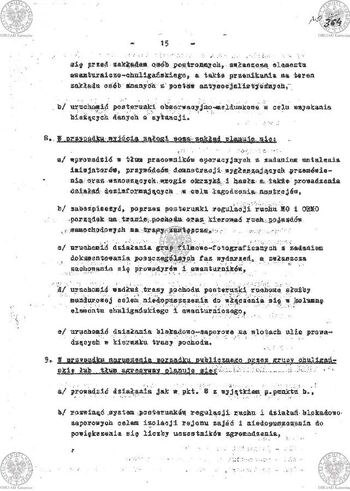 Plan Działania "Zespołu d/s zabezpieczenia ładu i porządku publicznego powołanego zarządzeniem Komendanta Wojewódzkiego MO w Katowicach Nr 035/80 z dnia 17.08.1980 r. w sprawie operacji 'LATO-80'" #35