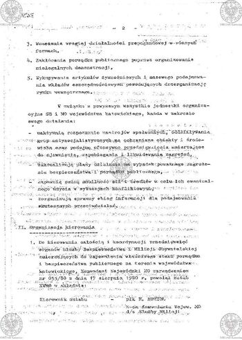 Plan Działania "Zespołu d/s zabezpieczenia ładu i porządku publicznego powołanego zarządzeniem Komendanta Wojewódzkiego MO w Katowicach Nr 035/80 z dnia 17.08.1980 r. w sprawie operacji 'LATO-80'" #40