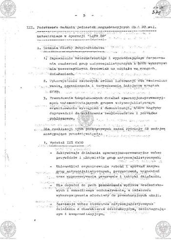 Plan Działania "Zespołu d/s zabezpieczenia ładu i porządku publicznego powołanego zarządzeniem Komendanta Wojewódzkiego MO w Katowicach Nr 035/80 z dnia 17.08.1980 r. w sprawie operacji 'LATO-80'" #43