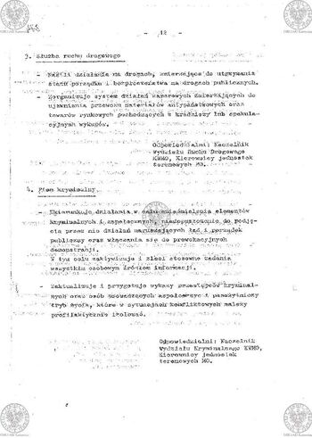 Plan Działania "Zespołu d/s zabezpieczenia ładu i porządku publicznego powołanego zarządzeniem Komendanta Wojewódzkiego MO w Katowicach Nr 035/80 z dnia 17.08.1980 r. w sprawie operacji 'LATO-80'" #50