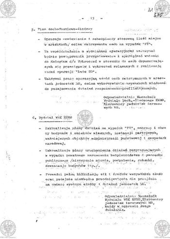 Plan Działania "Zespołu d/s zabezpieczenia ładu i porządku publicznego powołanego zarządzeniem Komendanta Wojewódzkiego MO w Katowicach Nr 035/80 z dnia 17.08.1980 r. w sprawie operacji 'LATO-80'" #51