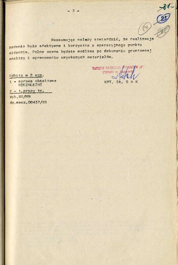 Raport z dnia 23 kwietnia 1981 r. z realizacji zadania specjalnego (fotografowanie dokumentów „S”) w siedzibie Regionu Środkowo-Wschodniego #3