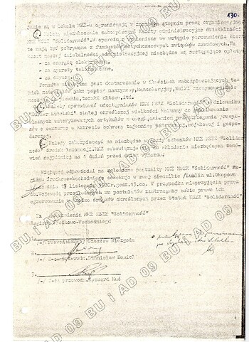 Postulaty MKZ NSZZ „S” Regionu Środkowo-Wschodniego do wojewody lubelskiego w sprawie doprecyzowania delegacji członków MKZ #2