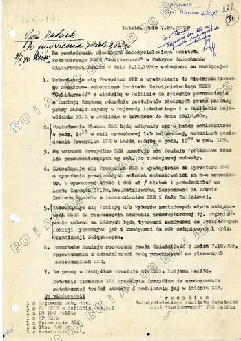 Uchwała Założycielskiego Komitetu Robotniczego NSZZ „Solidarność” w FSC w Lublinie z dn. 7 października 1980 r.