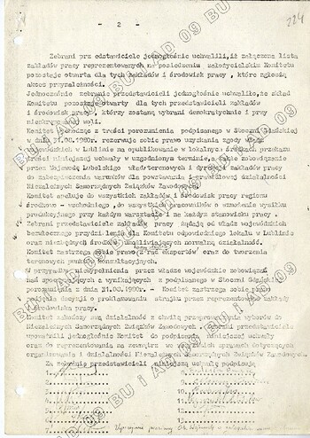 Uchwała Komitetu Założycielskiego Międzyzakładowego Środkowo-Wschodniego Regionu Niezależnych Samorządnych Związków Zawodowych w Lublinie – skład Komitetu #2
