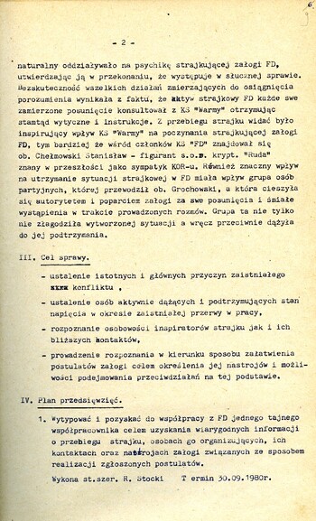 Plan przedsięwzięć operacyjnych kryptonim „Dom” dotyczącej zorganizowania strajku w Fabryce Domów w Grudziądzu w dniu 27.08.1980 r. #1