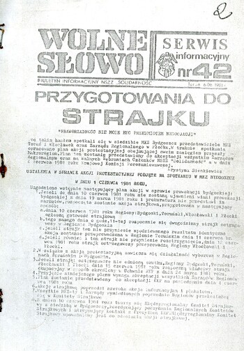 „Wolne Słowo” – Biuletyn Informacyjny NSZZ „Solidarność” nr 42