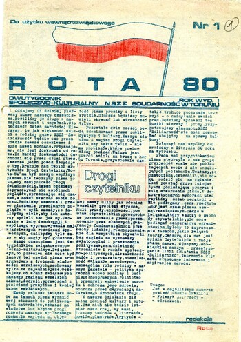 „Rota” dwutygodnik NSZZ „Solidarność” w Toruniu nr 1 /karta tytułowa/