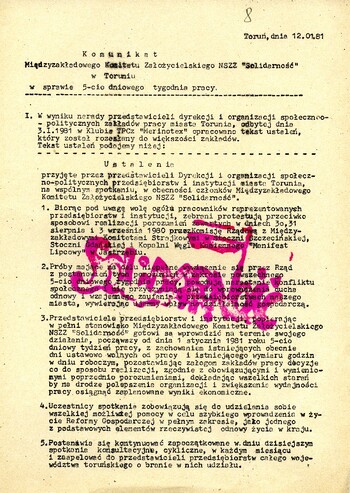 Komunikat MKZ NSZZ „Solidarność” w sprawie 5 dniowego tygodnia pracy