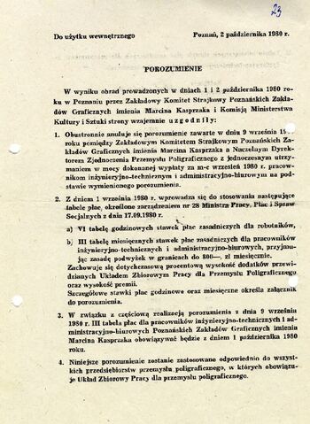 Dokumenty dotyczące strajku w Poznańskich Zakładach Graficznych w dn. 8.09.1980 r. #5
