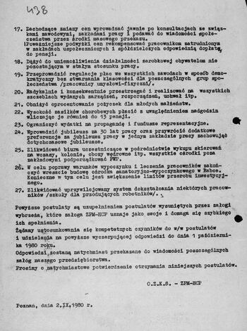 Postulaty i wnioski OZKS H. Cegielski #2