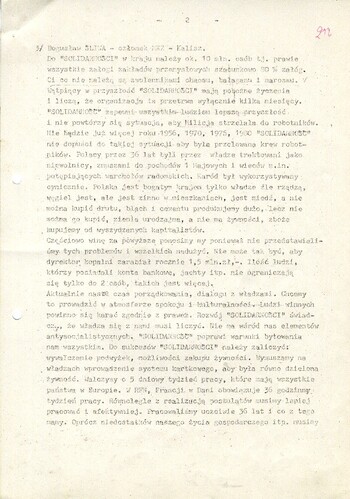 Relacja z zebrania NSZZ ''Solidarność'' WSK ''PZL-Kalisz'' w dn. 07.11.1980