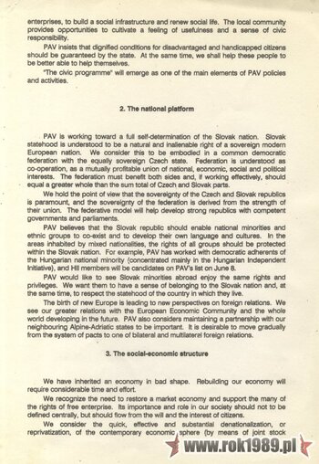 Ulotka Społeczeństwa Przeciwko Przemocy (Verejnosť proti násiliu, VPN)