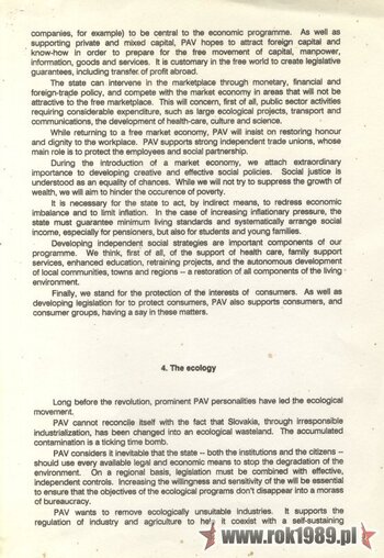 Ulotka Społeczeństwa Przeciwko Przemocy (Verejnosť proti násiliu, VPN)