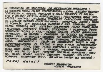 Ulotki dotyczące protestów w marcu 1968 r.
